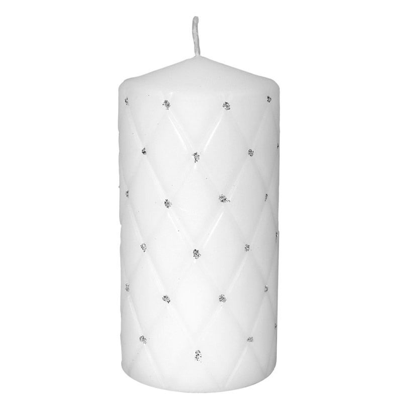 СВЕЧА БЕЛАЯ ИЗ ПАРЧИ СТЕГАНЫЙ ВАЛИК 15x7cm