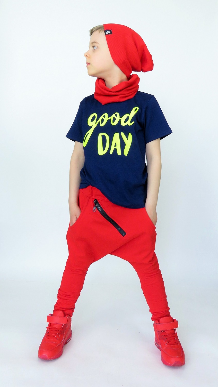 Spodnie baggy z zamkiem czerwone 146 Caramba mamma Marka Inna marka