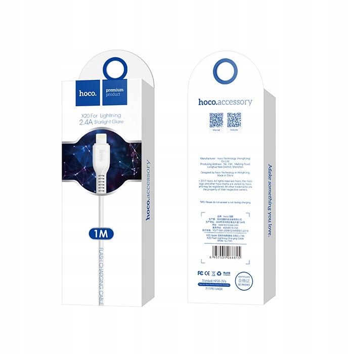 

Hoco Usb Kabel Flash X20 Iphone lightning 1M biały