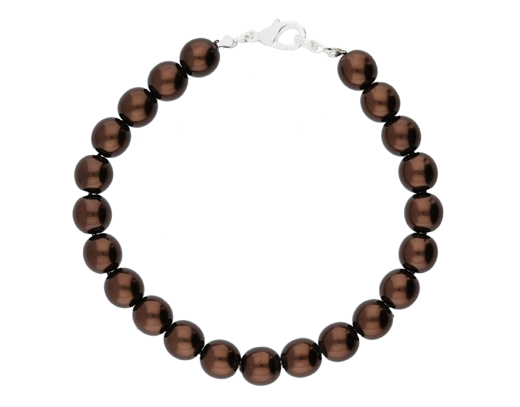 

Srebrna Bransoletka Perły Perełki Brązowa 8MM 19CM