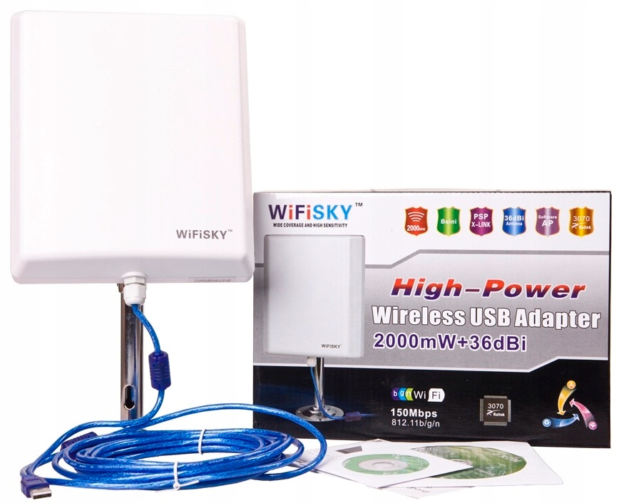 Aktywna Antena do Internetu 10km Wi-fi Sky 5m Usb