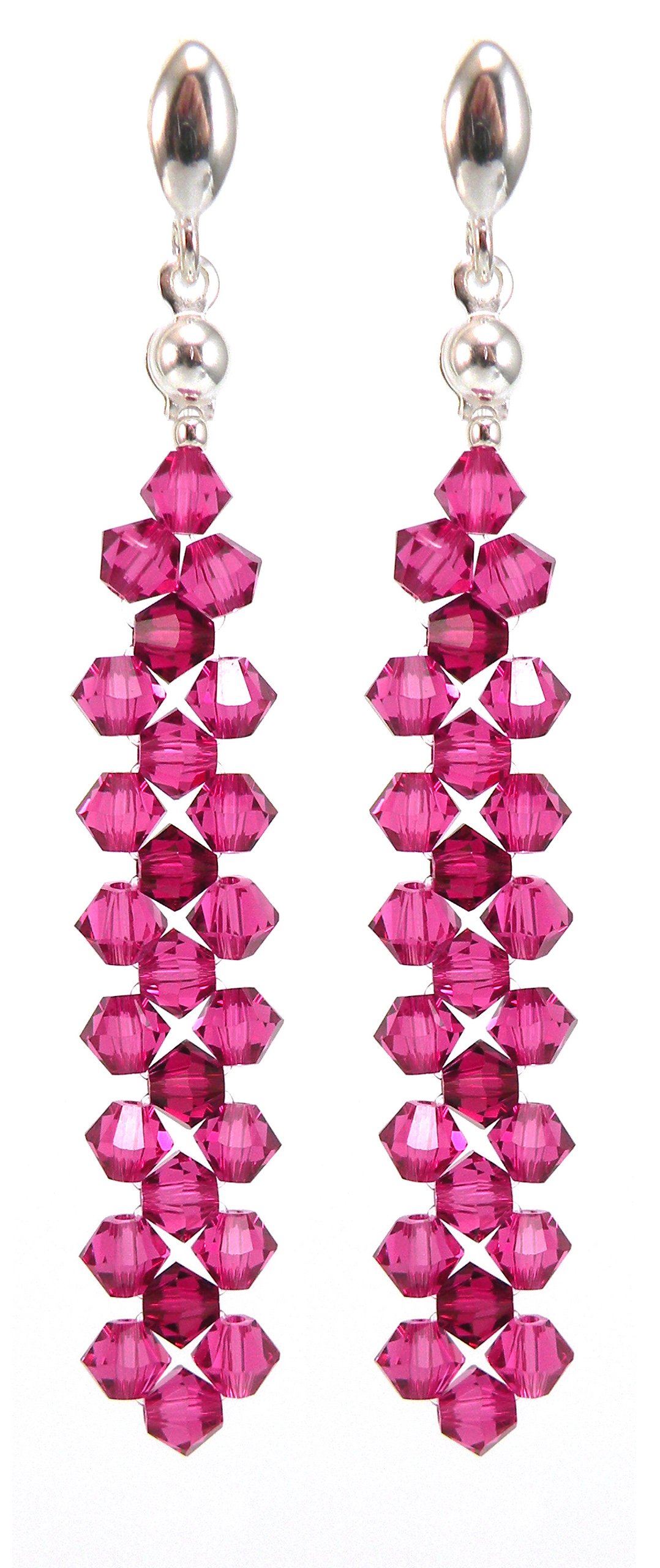 

Kolczyki kryształy Swarovski różowe Fuksja rubin