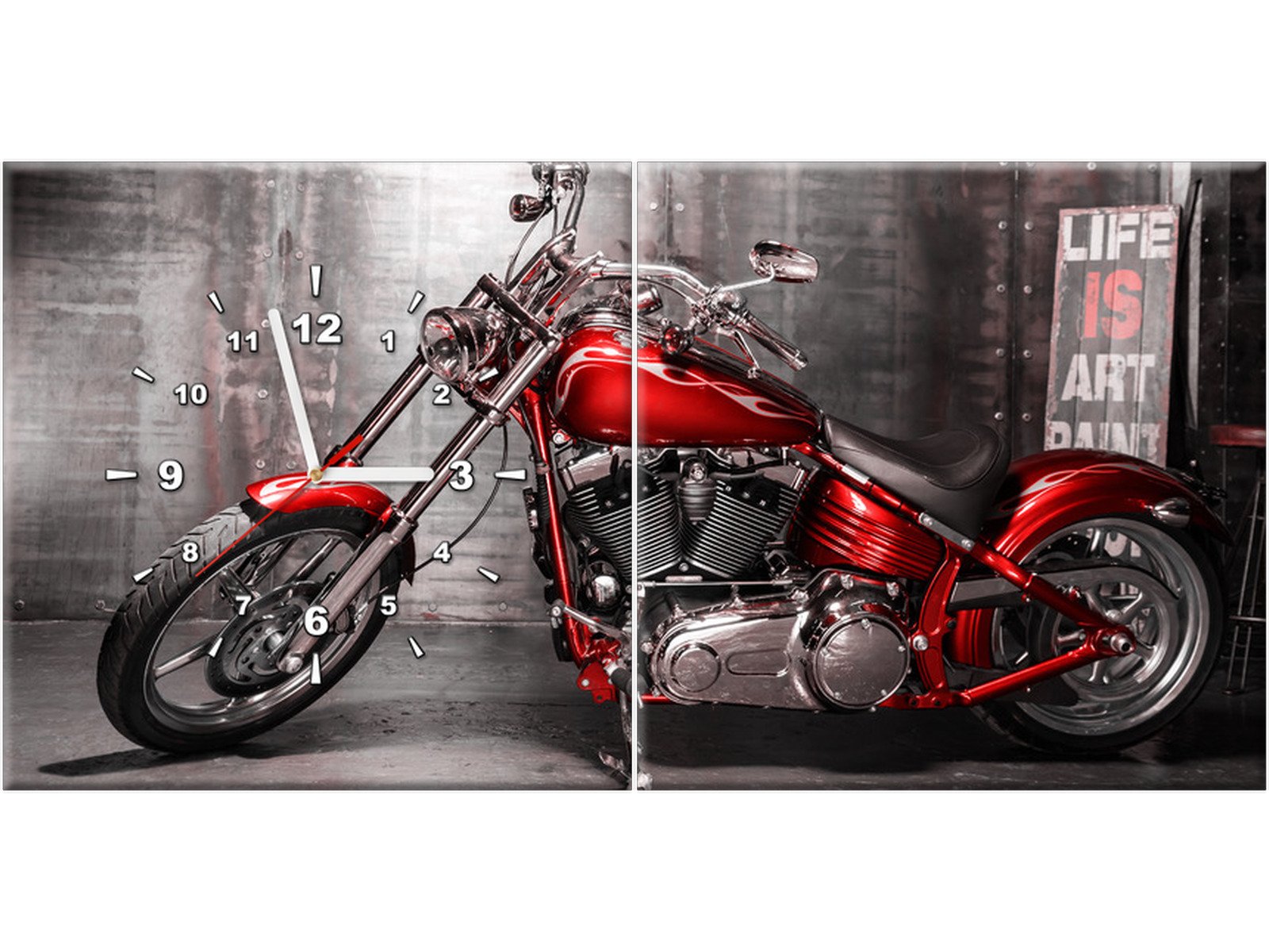 

Zegar na ścianę 80x40 Motor Motocykl Obraz zegarem