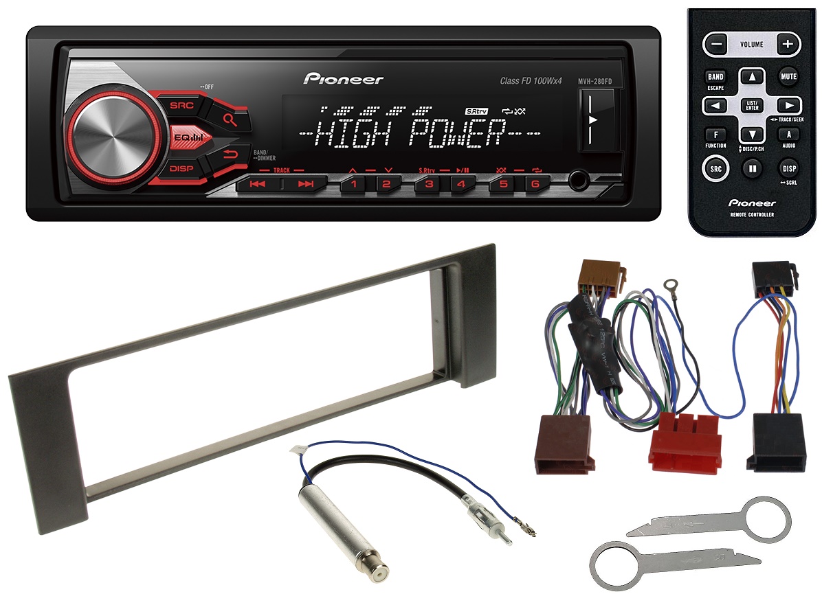 Pioneer MVH-280FD Usb autorádio MP3 4x100W Audi A4 B6 rámček