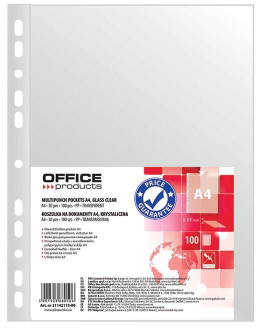 

Koszulki A4 Krystaliczne OPK.100 Szt. 30 mikronów