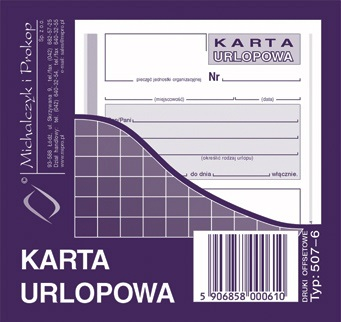 

Karta urlopowa 2/3 A6 Michalczyk 507-6 40k