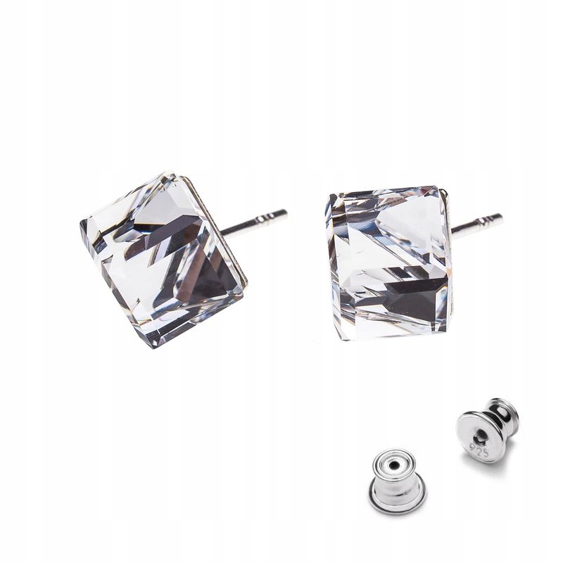 

Srebrne 925 kolczyki z kr. Swarovski Cube 8mm Cal