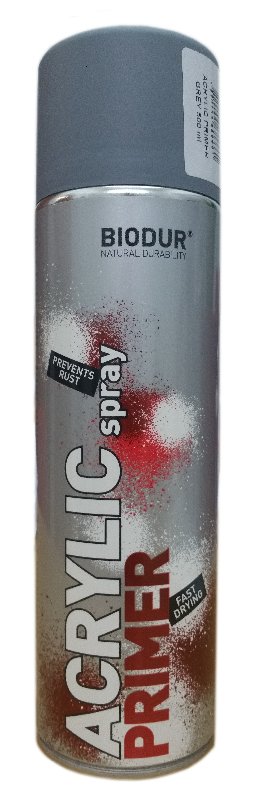 Spray lakier podkładowy Akryl Szary spray 500 ml Biodur