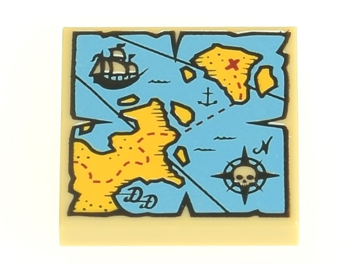 

Lego Płytka nadruk 2x2 mapa skarbu 3068bpb0929 tan