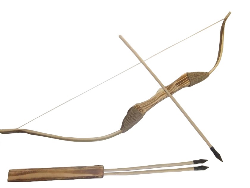 

łuk drewniany 100 cm, kołczan 3 strzały