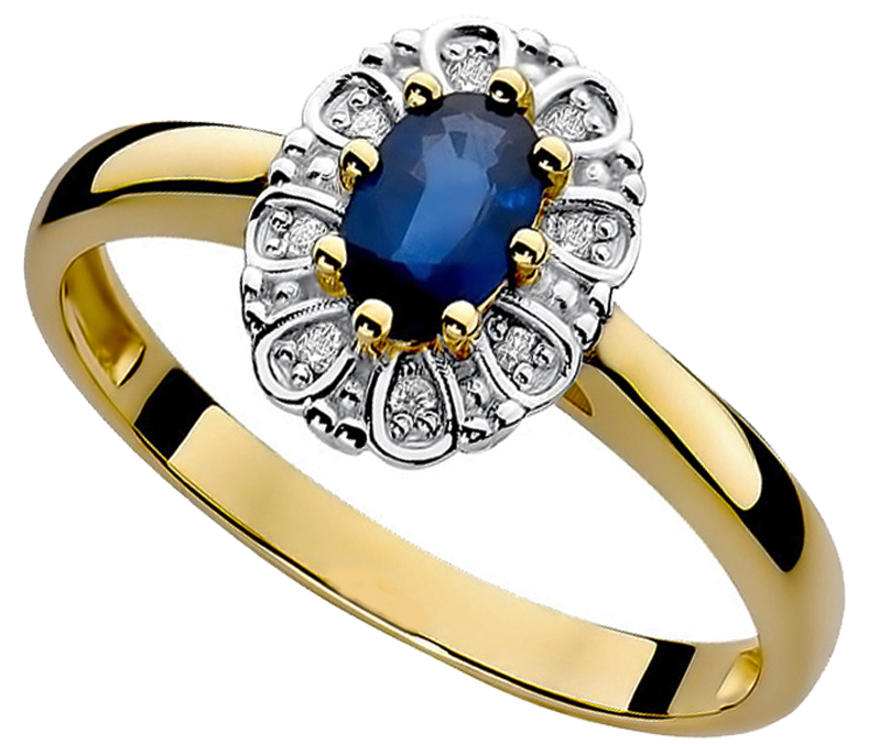 

Pierścionek Złoty Z Szafirem I Brylantami