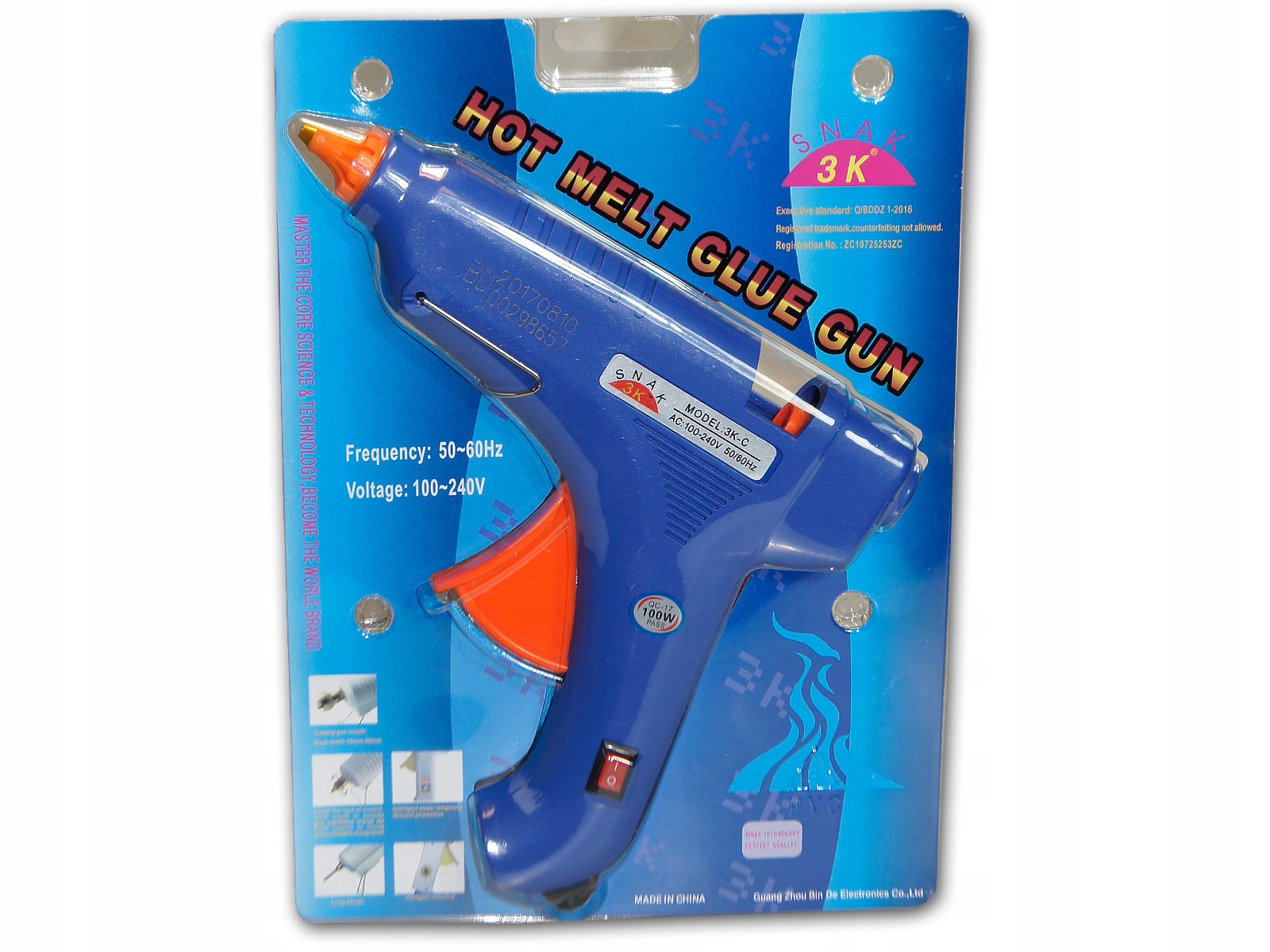 MOCNY PISTOLET DO KLEJU 100 WATT WYTRZYMAŁY 3K - C Temperatura maksymalna 200°C