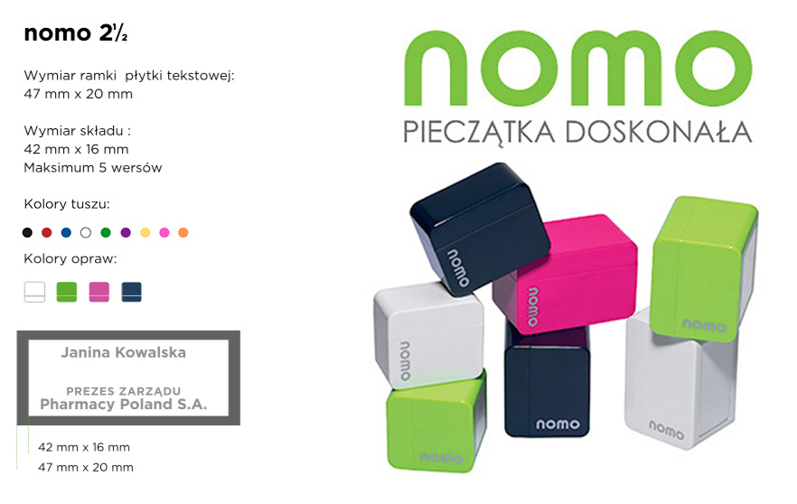 

Pieczątka flashowa Firmowa nomo 2 1/2 42x16mm