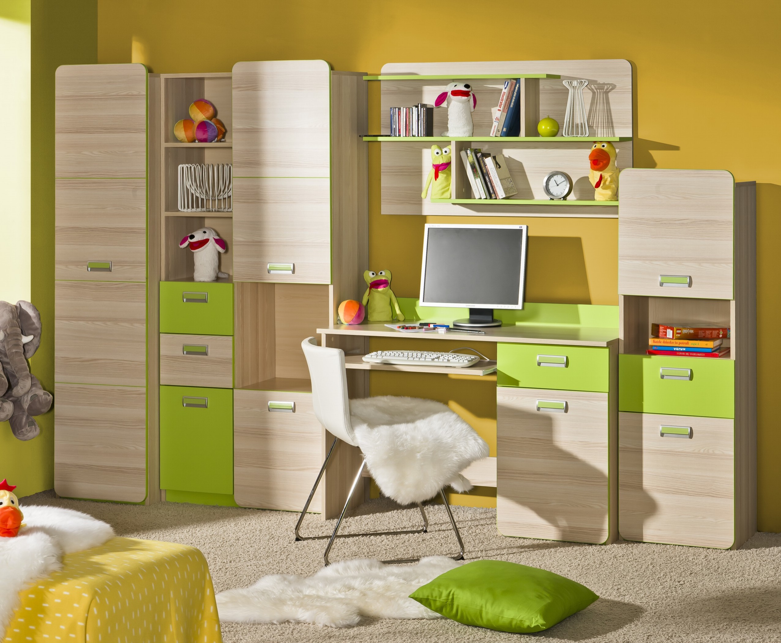 meble LORENTO meblościanka LOR#8 jesion / zieleń Płeć Chłopcy Dziewczynki