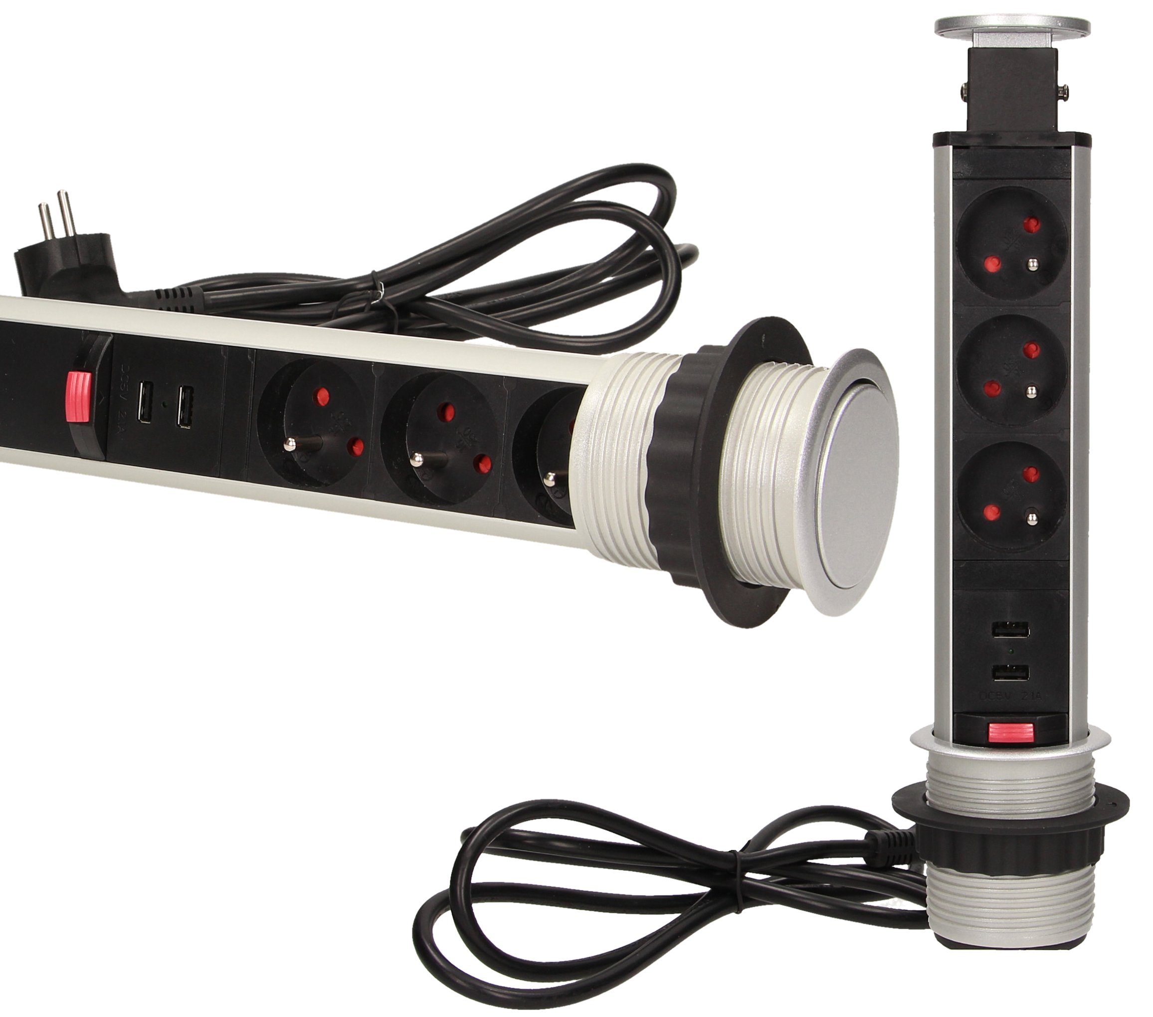 

Gniazdo Meblowe 3X250V Usb Wysuwane Z Blatu 6CM