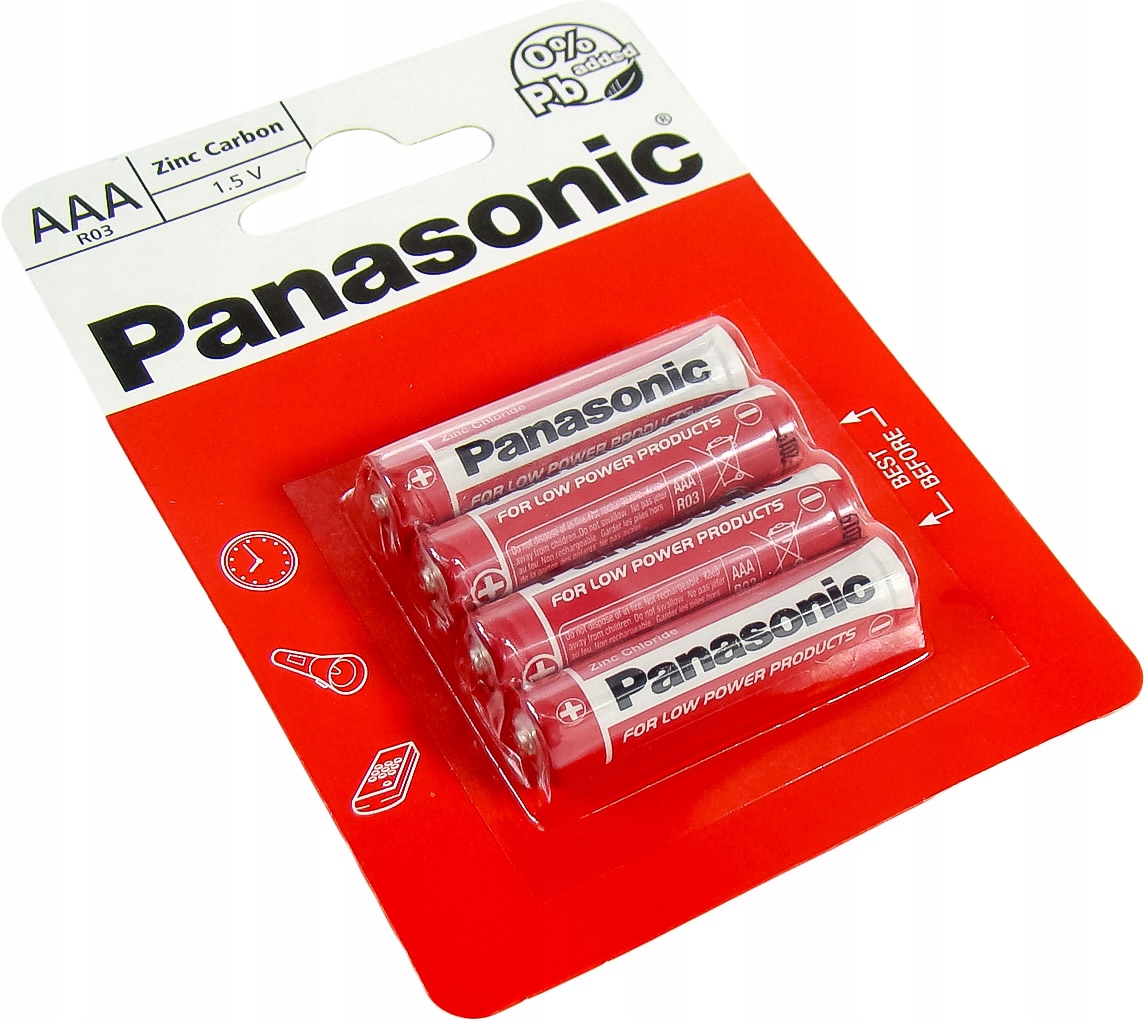 

4x Baterie Zinc-Carbon Panasonic R3 LR03 Aaa