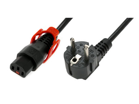 Kabel zasilania C13-Schuko 2,0m Iec lock+ czarny IEC-EL332S