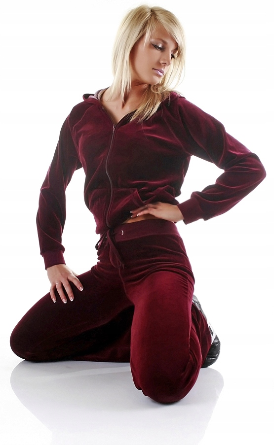 Dresy damskie welurowe, dres damski bordowy M Rozmiar M