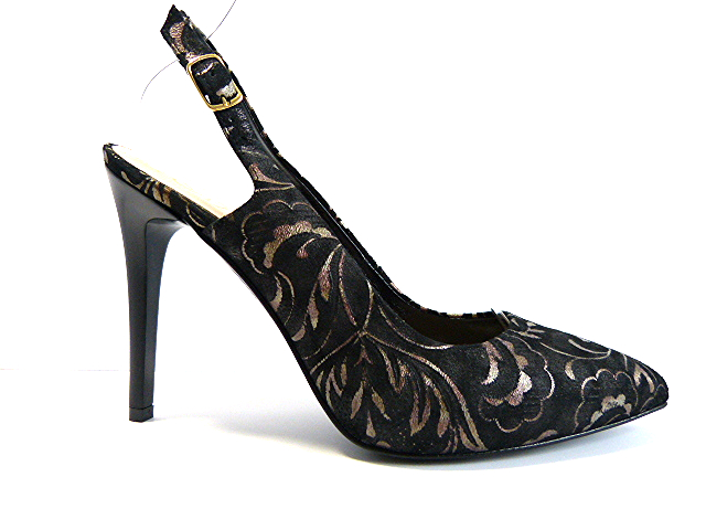 Boty Sala 37 Zlaté Otevřené vzory kožené lodičky bez paty