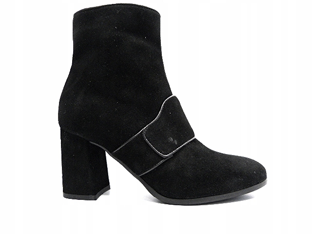 Kotníkové Boty Sala 37 černý semiš pohodlné zateplené kotníkové boty na podpatku kožené B8