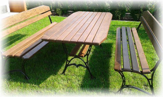 Komplet mebli ogrodowych stół i ławki PRODUCENT Z5 Styl tradycyjny