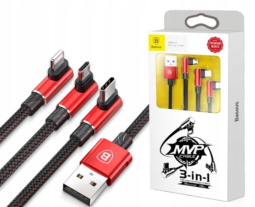 

Kabel Baseus Mvp 3w1 microUSB Usb-c Lightning 1.2M