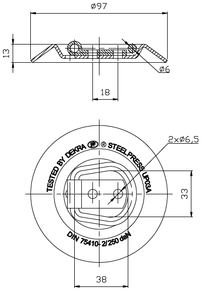 UCHWYT PODŁOGOWY DO PRZYCZEPY PASÓW UP-03A 250 daN Marka SPP