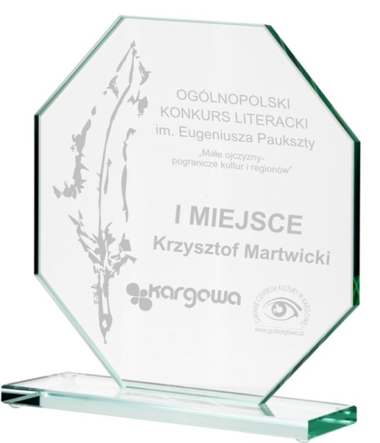 skleněná soška s gravírováním Projekt Bonus 20 cm