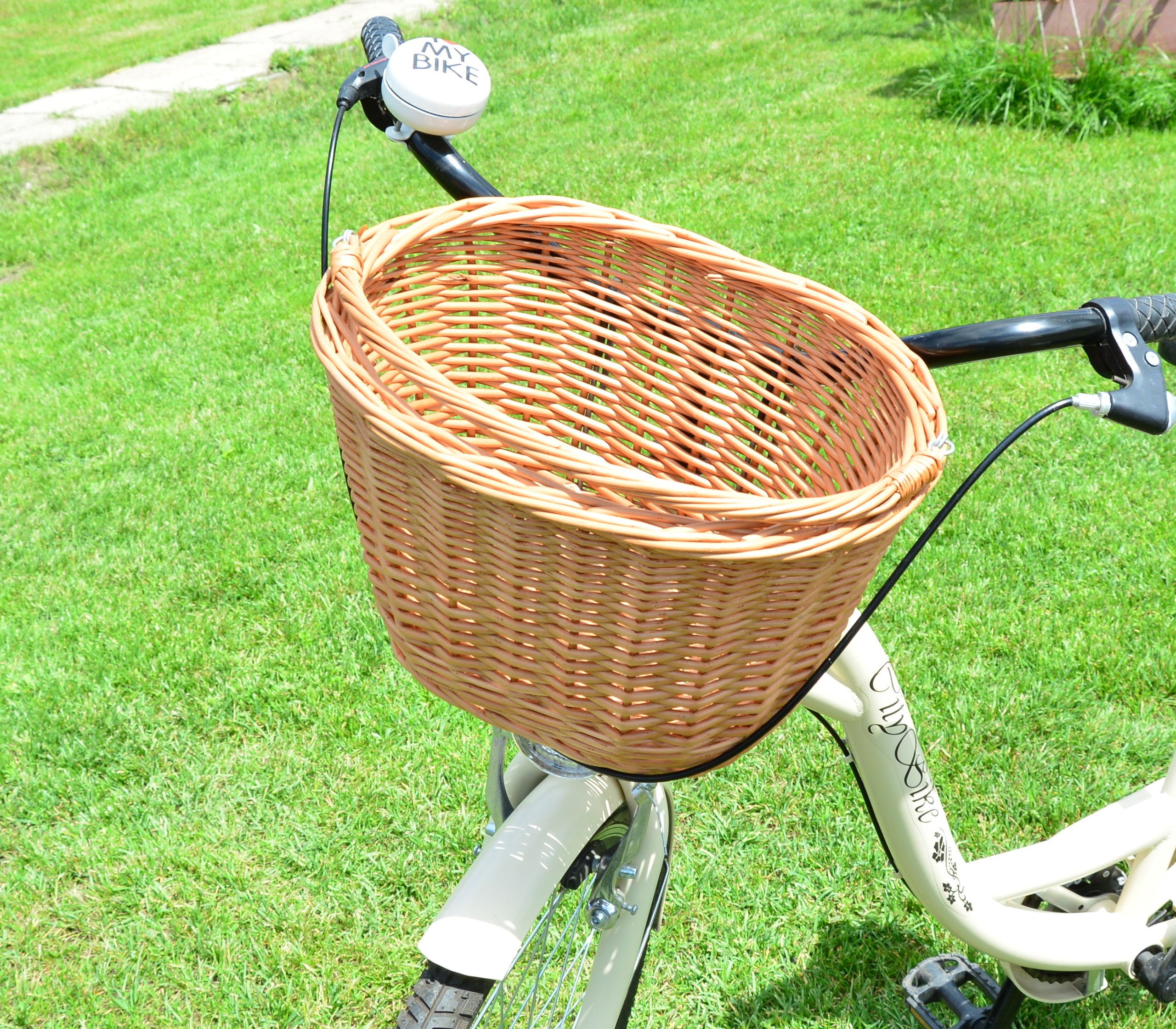 Wiklinowy KOSZYK NA ROWER przedni na kierownicę Model mała rowerówka brąz
