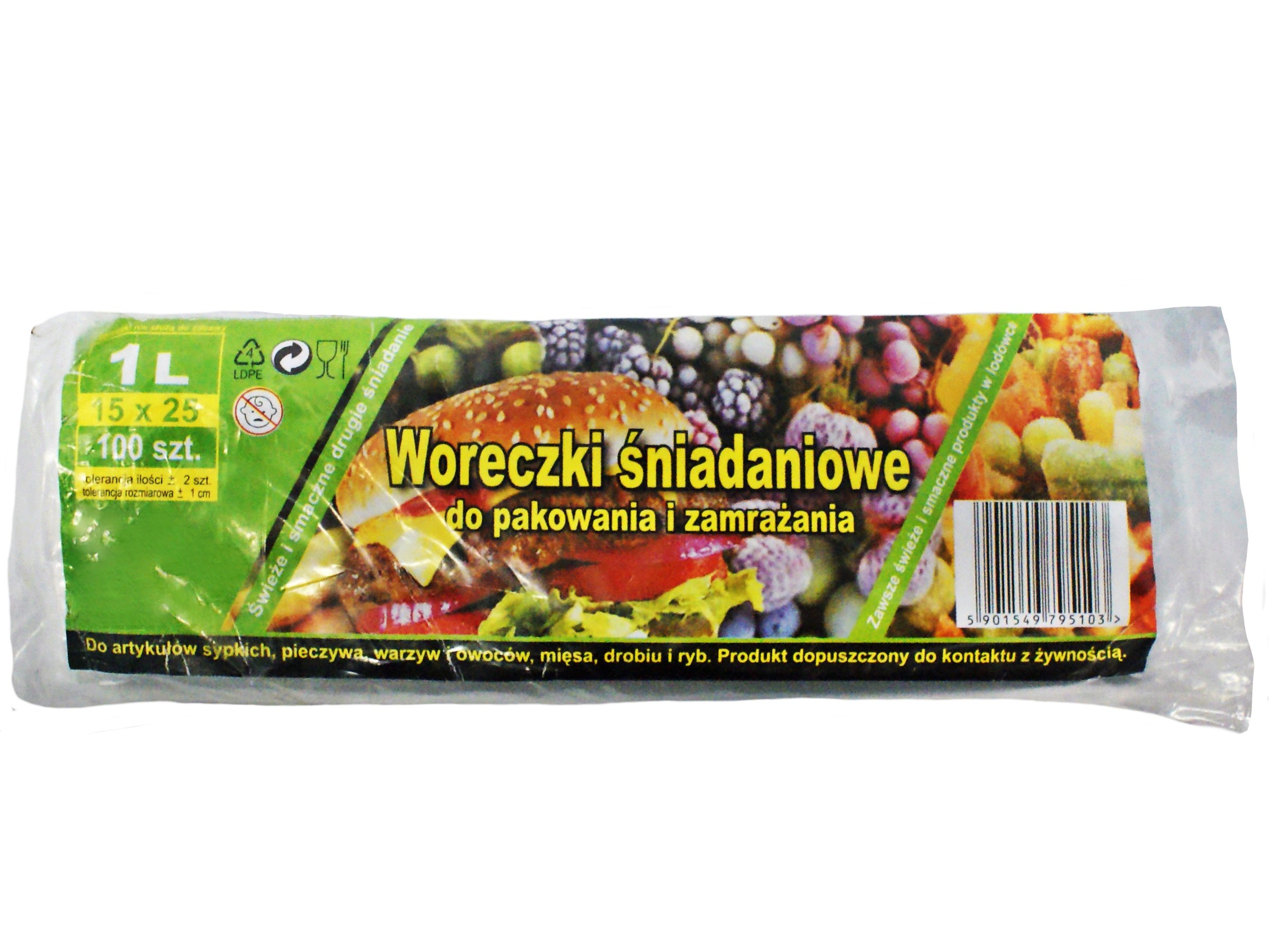 

Woreczki Foliowe Spożywcze Śniadaniowe 15X25 1L100