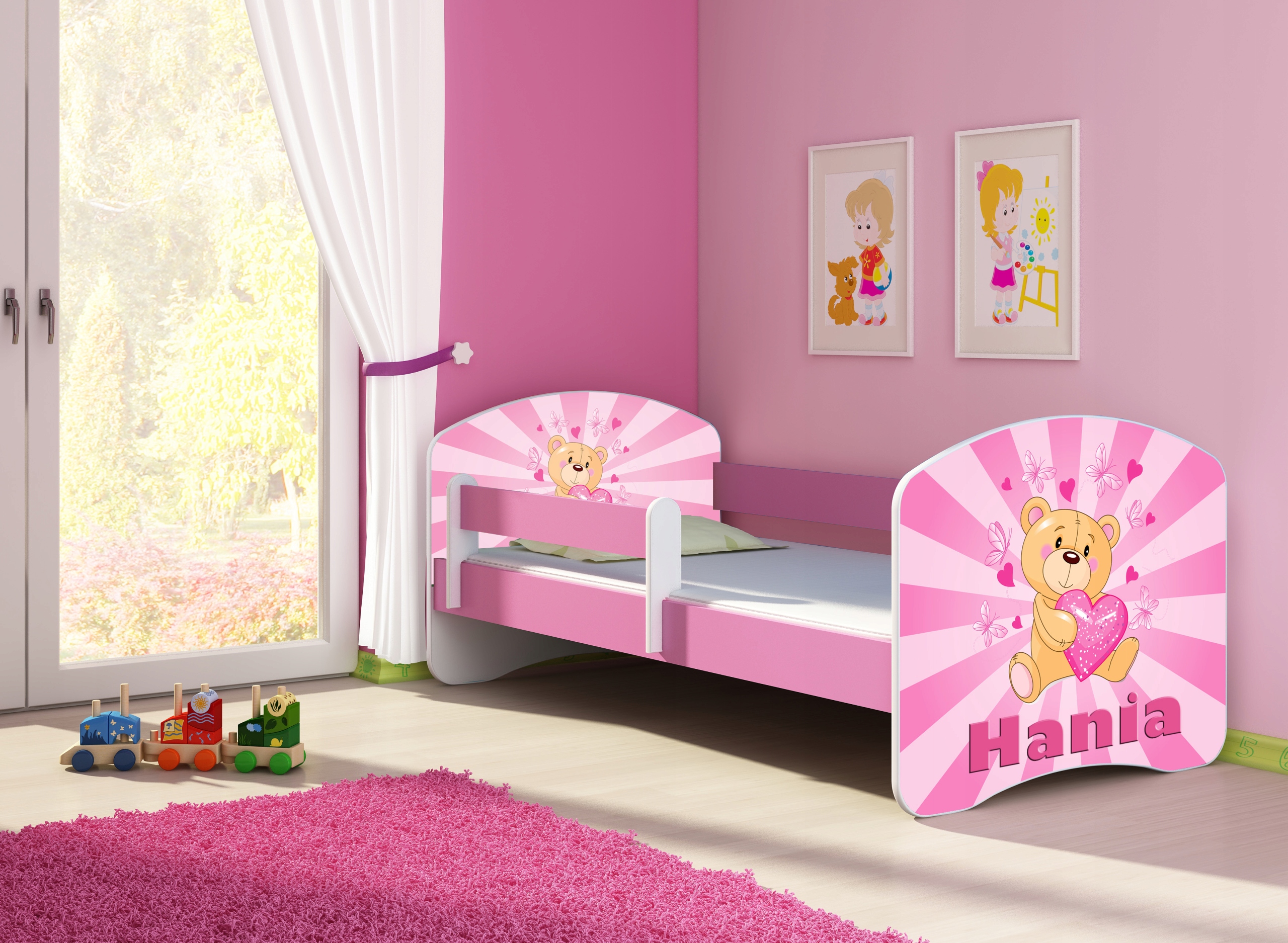 Łóżko dziecięce 140X70 + materac RÓŻOWE ACMA Płeć Chłopcy Dziewczynki