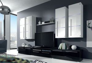 Meblościanka BARI -POŁYSK+ LED Wysoki POŁYSK Liczba elementów w zestawie 5