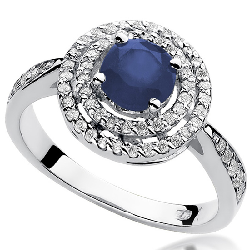 

Pierścionek Złoty Z Szafirem I Brylantami