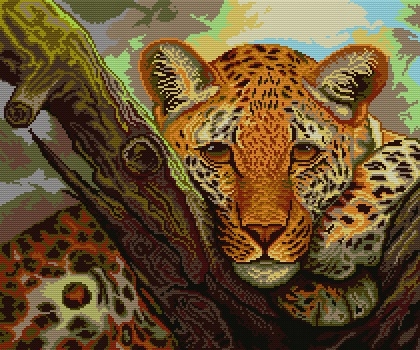 Kanva s potiskem na křížkovou výšivku leopard 7001, 49x41 cm Gobelinek