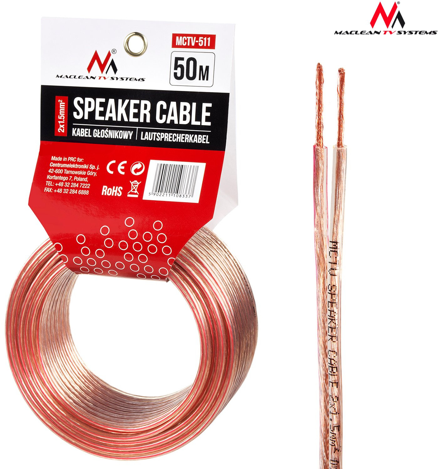 

Kabel Przewód Głośnikowy 2x1,5mm Cca Ofc Audio