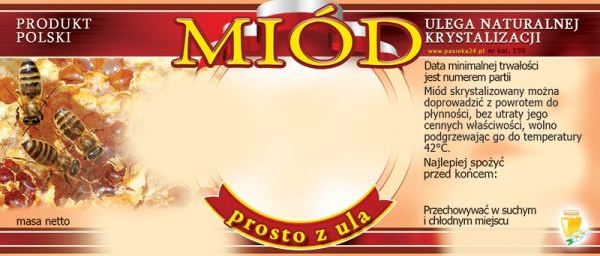 

Etykiety Samoprzylepne prosto z ula miód 100 szt