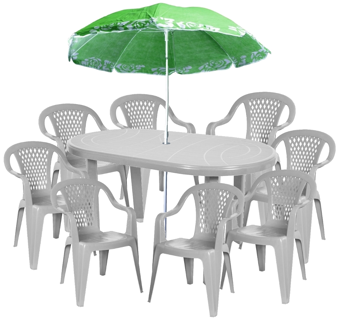 MOCNY! SZARY ZESTAW PLASTIK 8+1 DUŻY STÓŁ +PARASOL Materiał dominujący tworzywo sztuczne