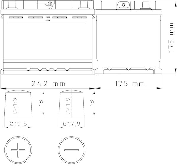 Akumulator Bars Silver 12V 60Ah 570A (EN) P+ Numer katalogowy części GS60