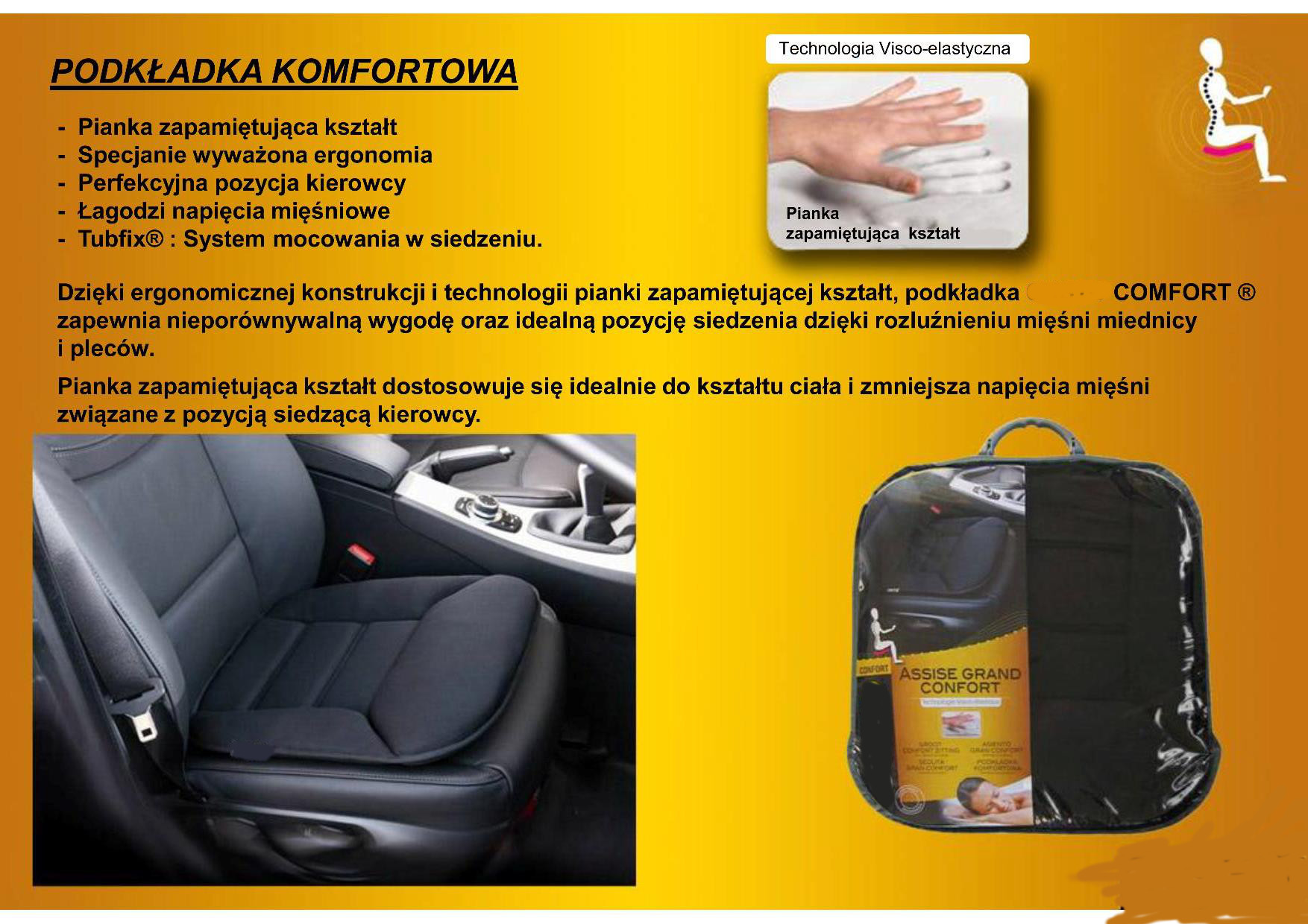 PODKŁADKA PODUSZKA SIEDZENIE FOTEL profilowana Numer katalogowy producenta CUSTO-164550_profilowana