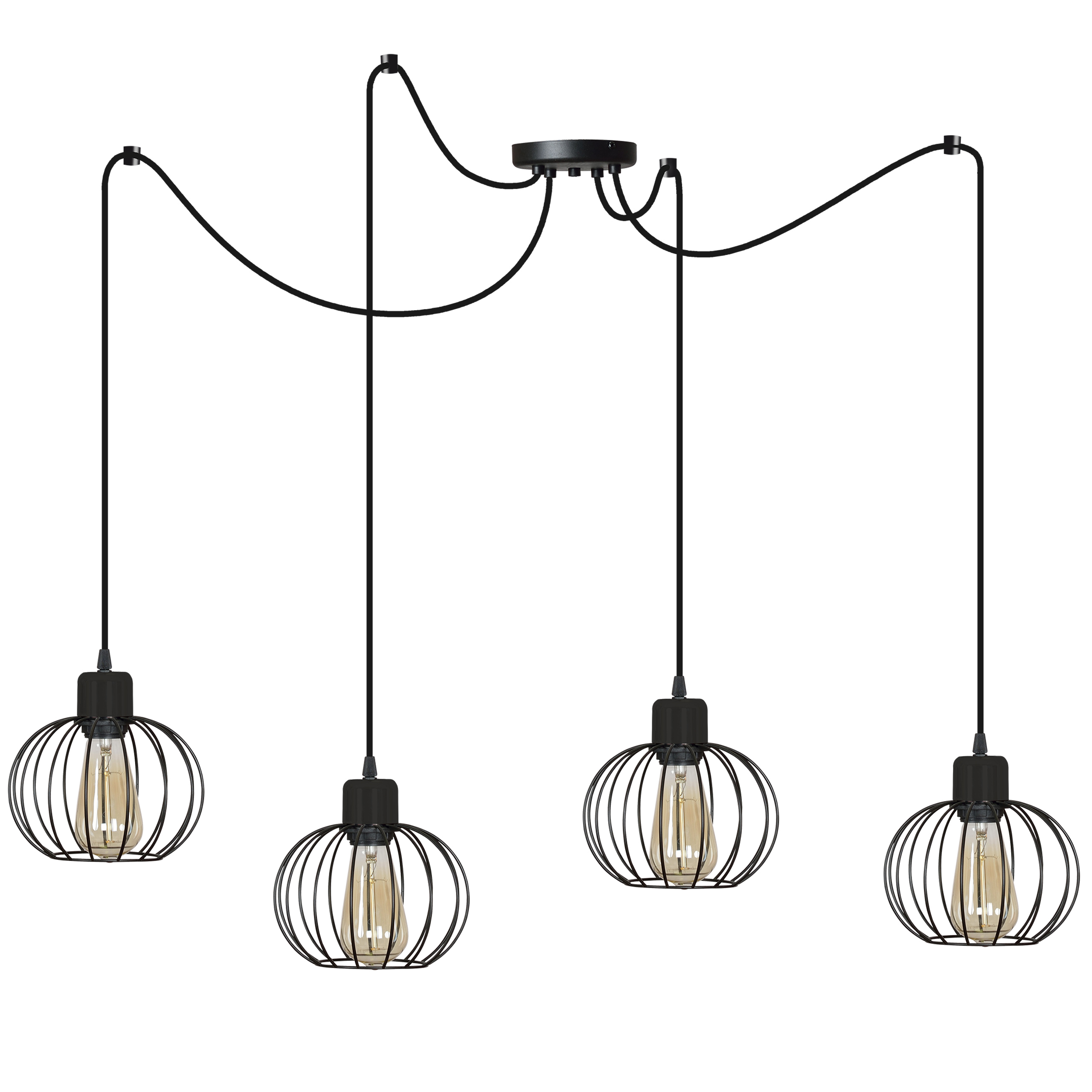 Závesná Stropná Lampa Luster Pavúk Čierny Retro Loft Do Kuchyne