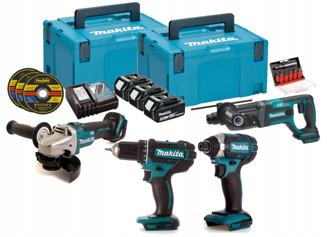 

Makita Zestaw 18V Combo 4SZT Narzędzi 3X5Ah