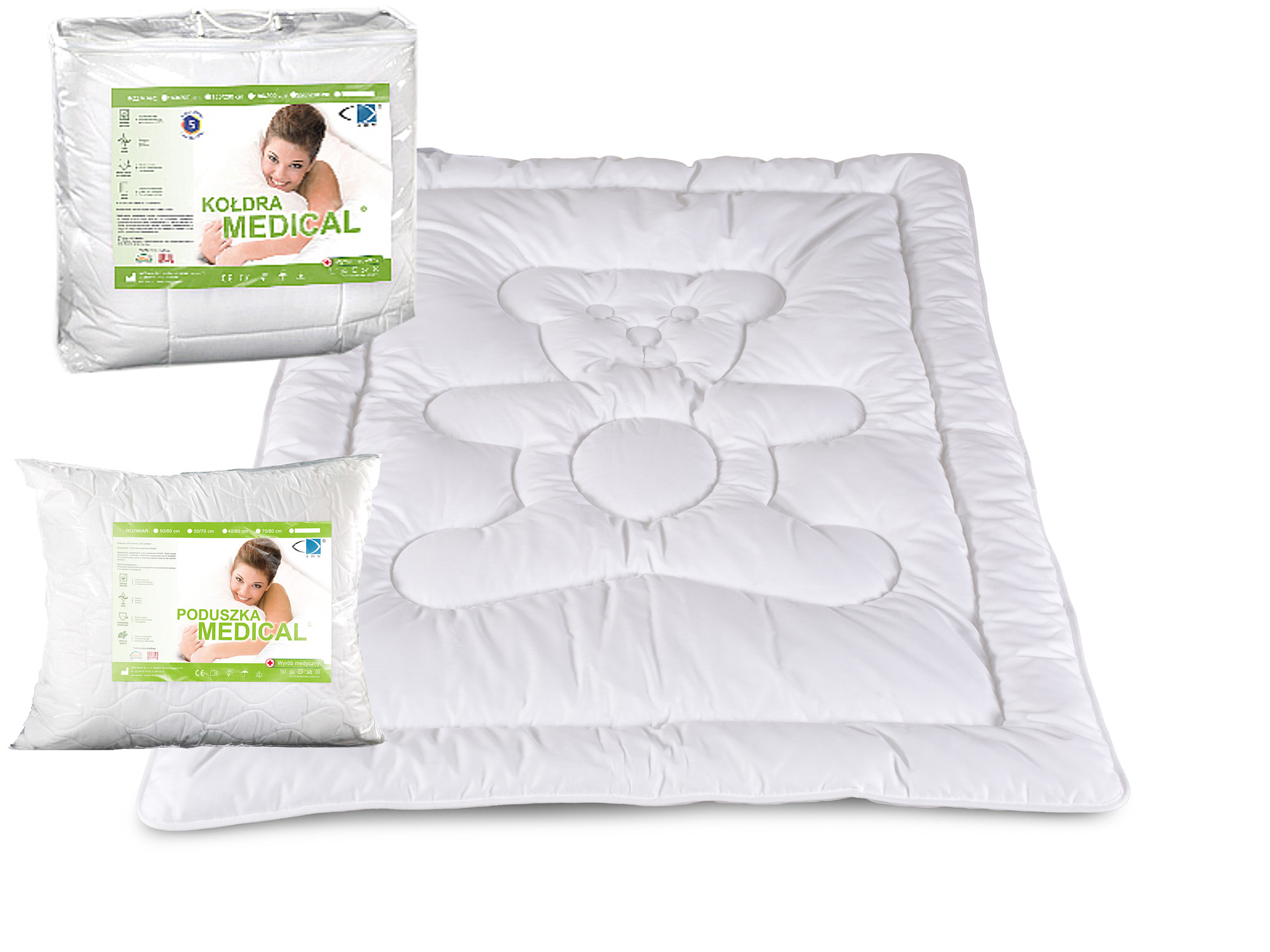 KOŁDRA MEDICAL 120x180 + PODUSZKA 50x60 KOMPLET WŁAŚCIWOŚCI ANTYALERGICZNE