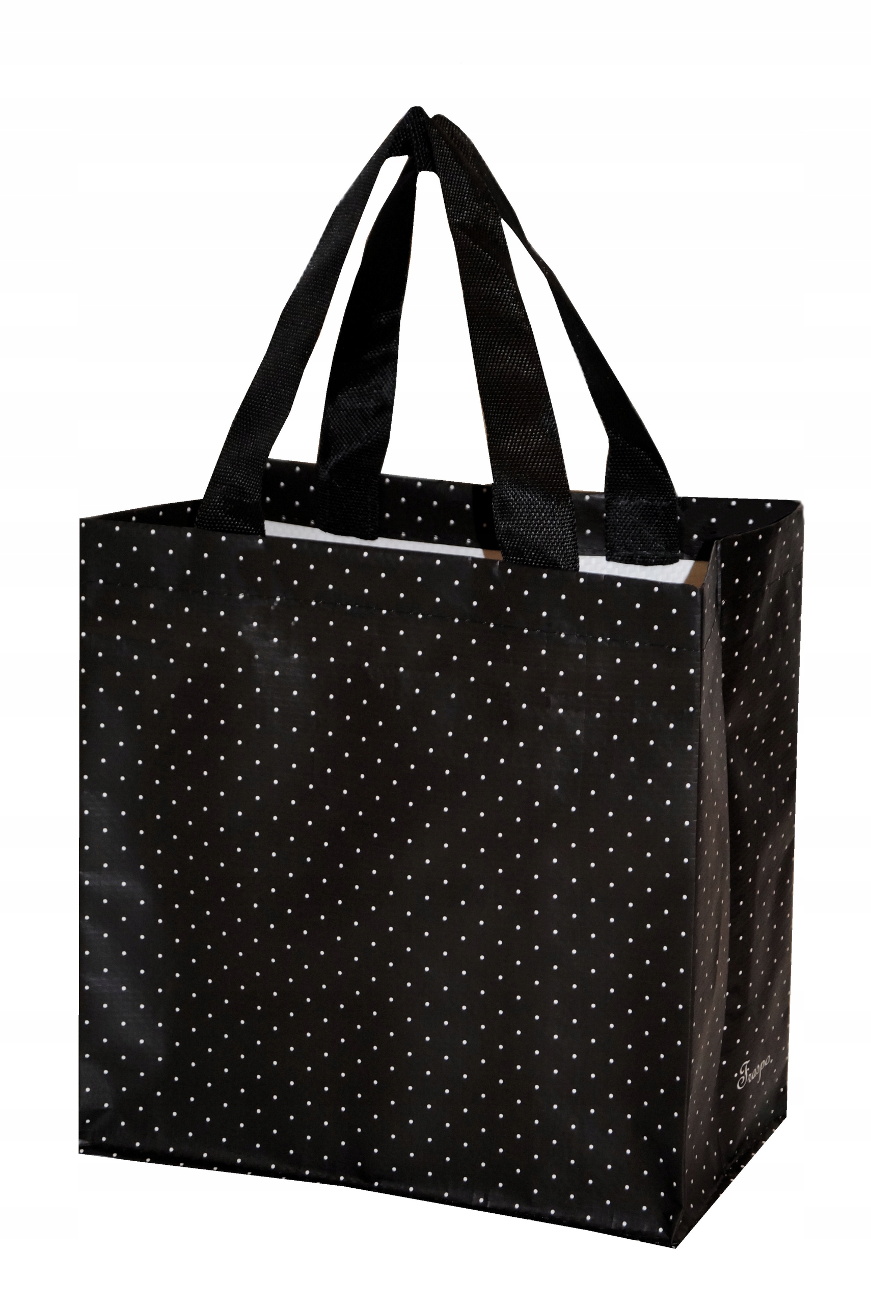 

Torba Na Zakupy Czarne W Białe Kropki 26x15x27cm
