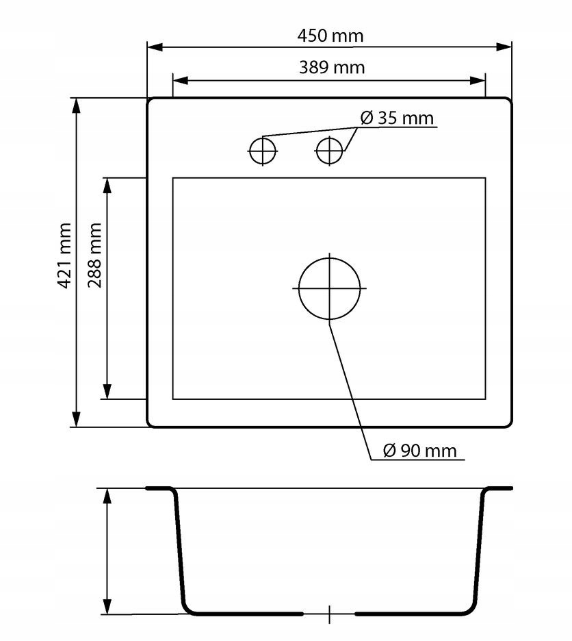 MINI GRANITOVÁ SINK KUCHYŇA SINK + SIFÓN Kód výrobcu SINK MNI