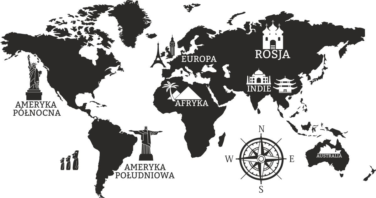 

Naklejki Ścienne Na Ścianę, Mapa Świata 237 150cm