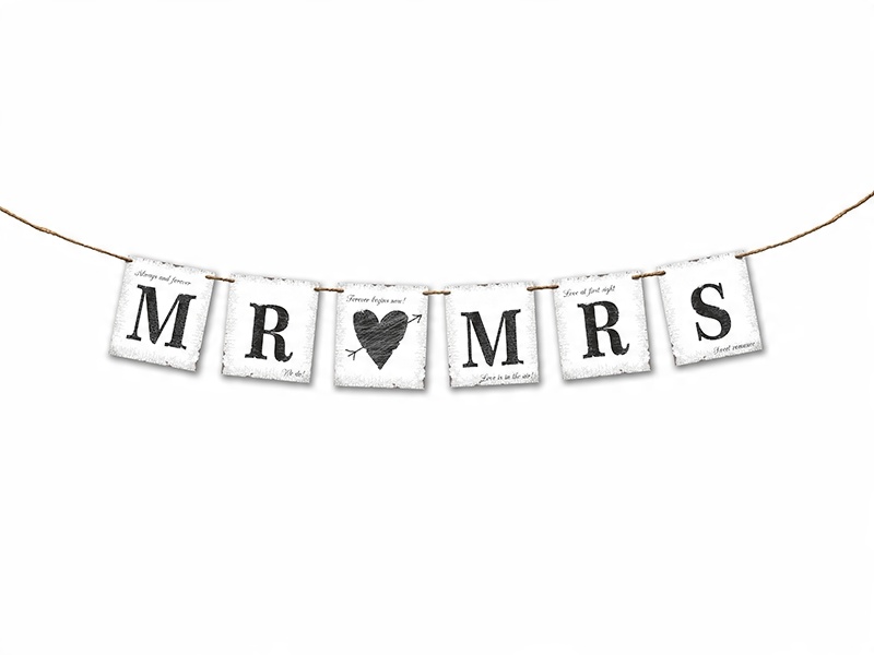 

Baner weselny Mr Mrs girlanda dekoracja sali GRL21