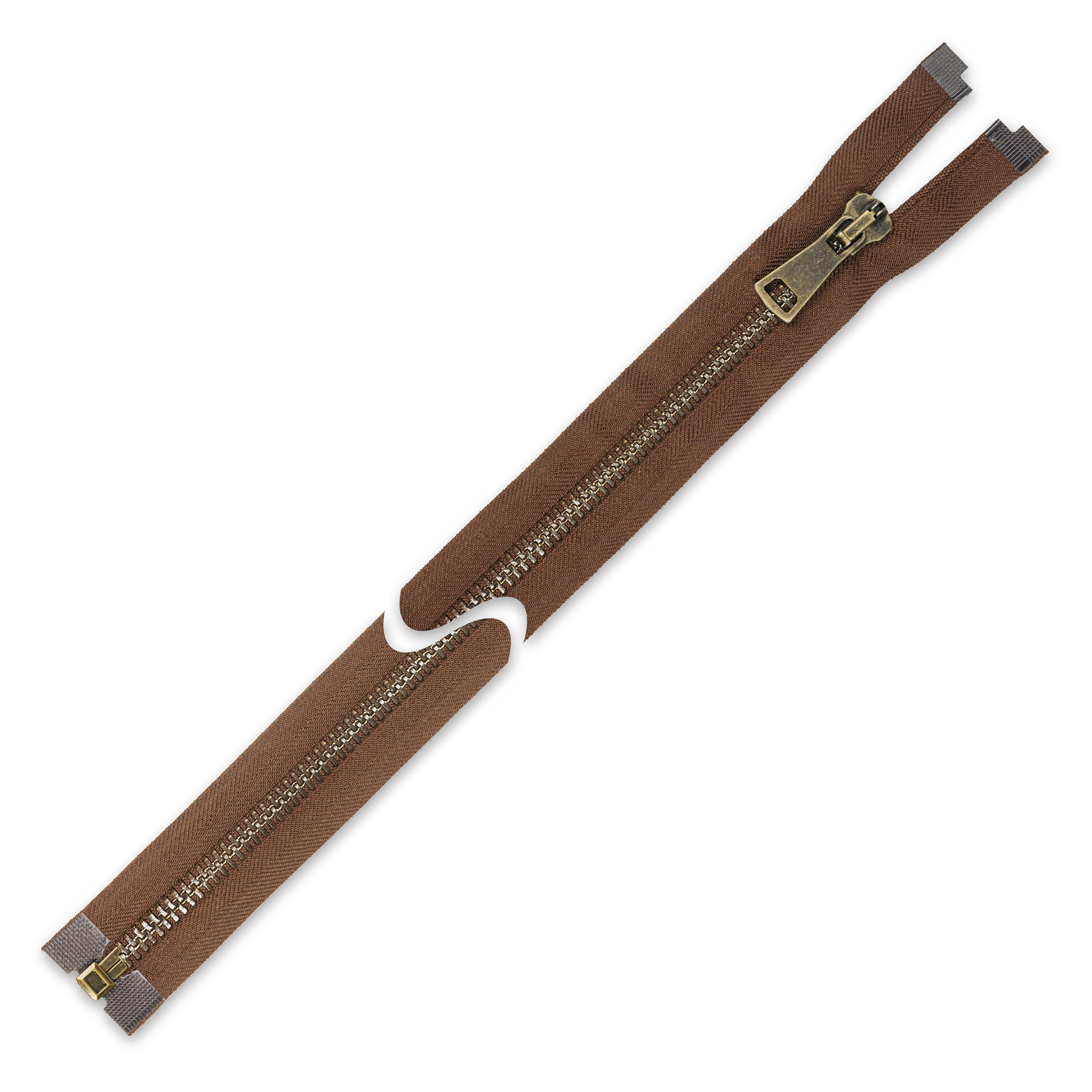 Zamek błyskawiczny metalowy Gruby brązowy 65 cm