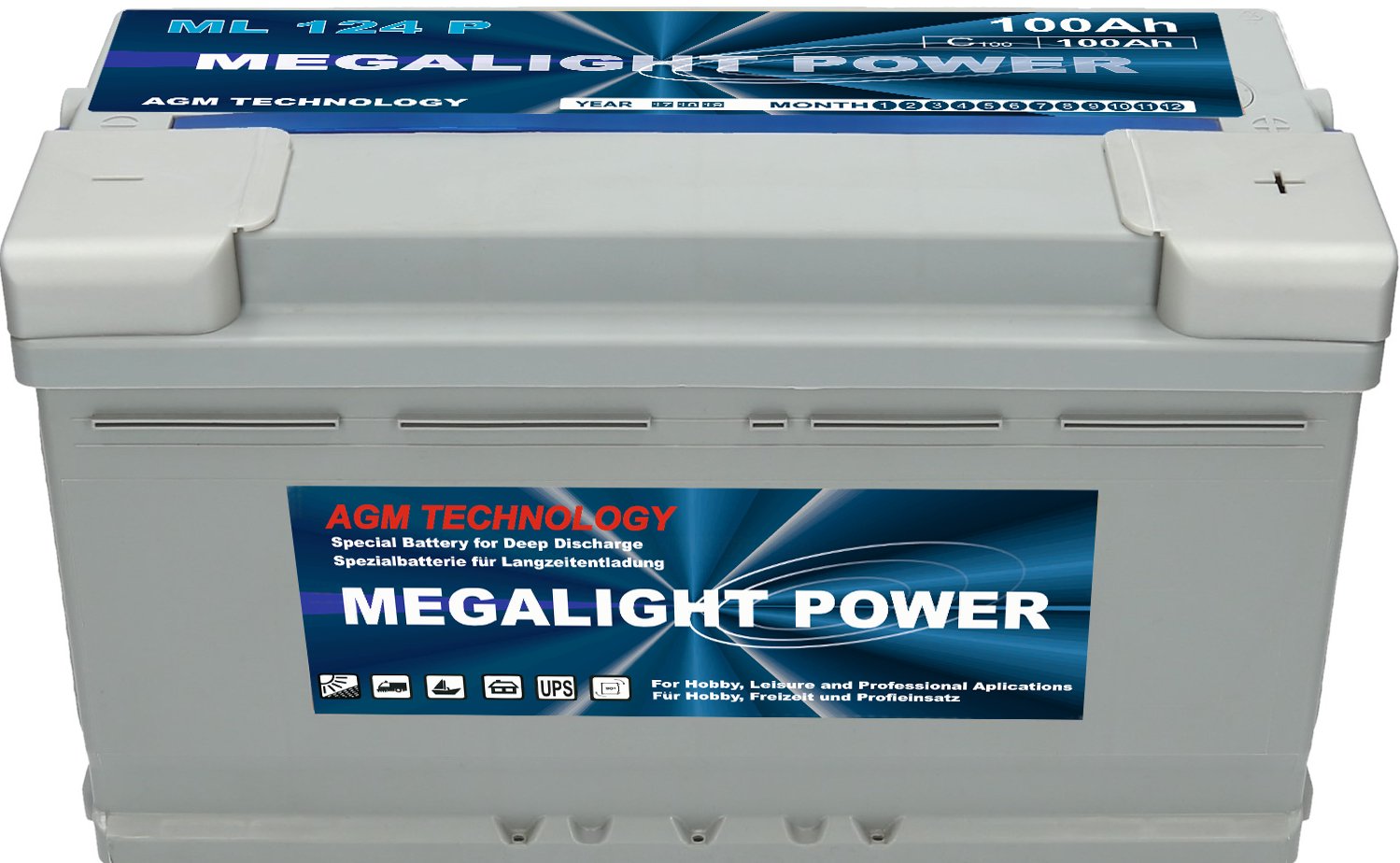 Akumulator Megalight AGM 12V 100Ah Lodzie BOATS Part number MON100 ESt 516
