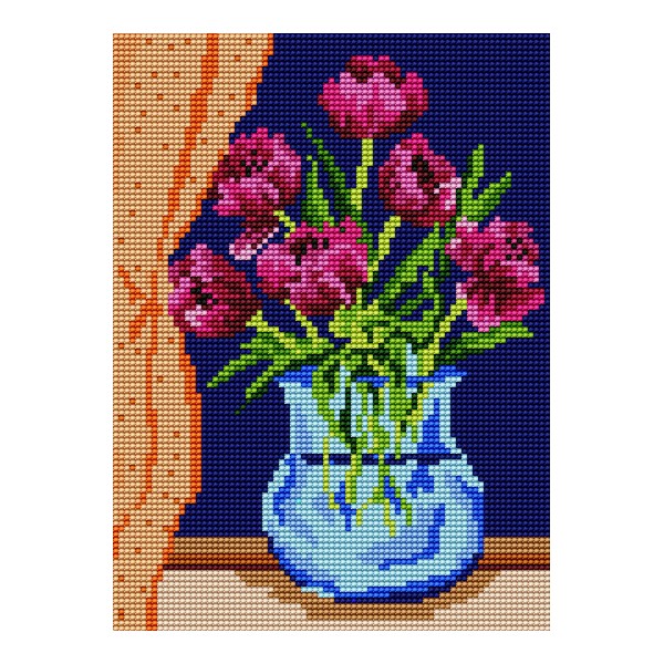 Kanwa Haft Krzyżykowy 18x24 Tulipany 5187 z muliną