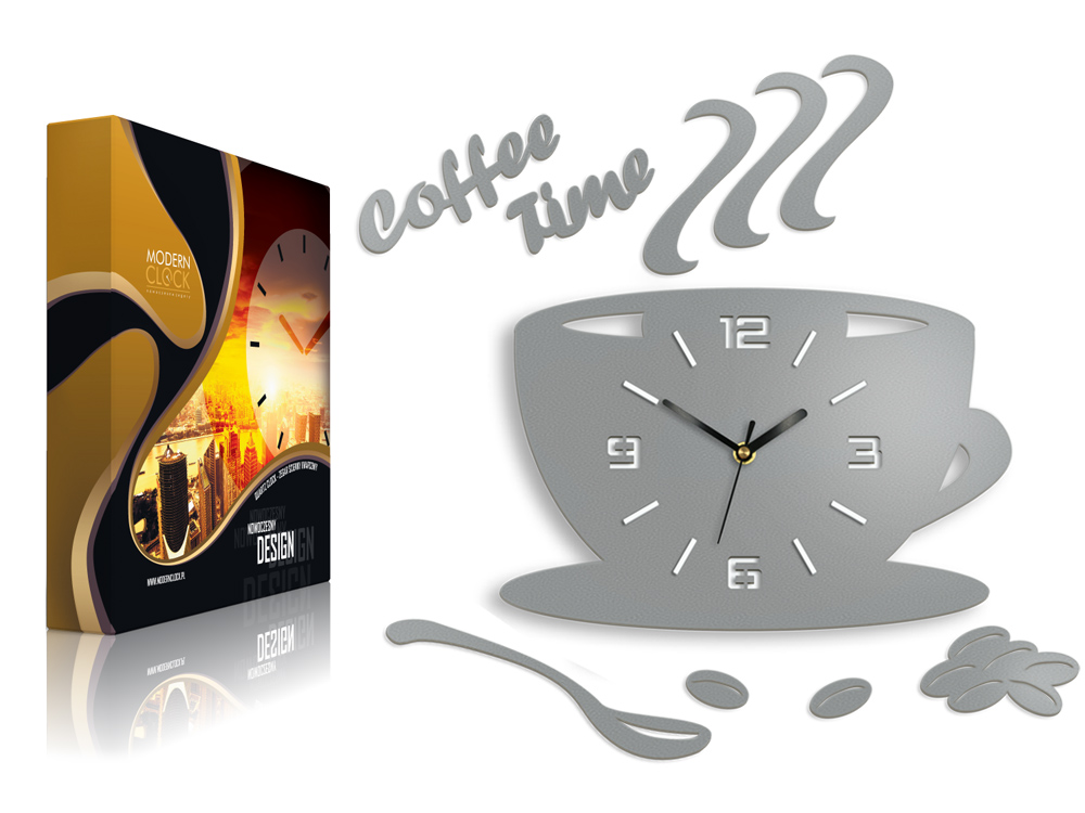 

Zegar ścienny Filiżanka 3D Szary Kamień Design